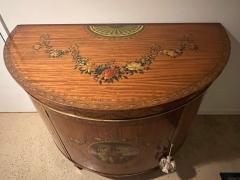 ADAMS ENGLISH SATINWOOD BEAUTIFULLY PAINTED DEMILUNE COMMODE - 3263859