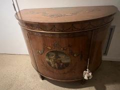 ADAMS ENGLISH SATINWOOD BEAUTIFULLY PAINTED DEMILUNE COMMODE - 3301197