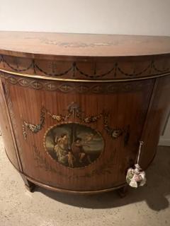 ADAMS ENGLISH SATINWOOD BEAUTIFULLY PAINTED DEMILUNE COMMODE - 3301199