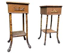 AESTHETIC MOVEMENT BAMBOO WICKER FITTED SEWING STANDS - 4694333