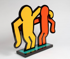 AFTER KEITH HARING RARE POLYCHROME ALUMINIUM SCULPTURE INTITLED BEST BUDDIES  - 2206705