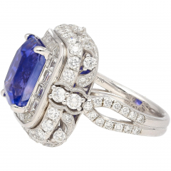 AGL Certified 10 10 Carat No Heat Ceylon Cornflower Blue Sapphire Diamond Ring - 3746964