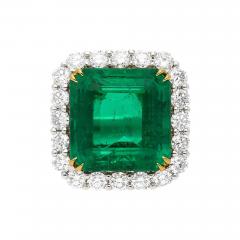 AGL Certified 16 46 Carat Minor Oil Vivid Colombian Emerald and Diamond - 3610260