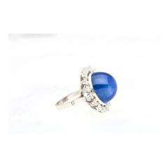AGL Certified 30 Carat No Heat Ceylon Blue Star Sapphire Diamond Halo Ring - 3504646