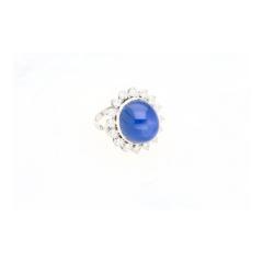 AGL Certified 30 Carat No Heat Ceylon Blue Star Sapphire Diamond Halo Ring - 3504649