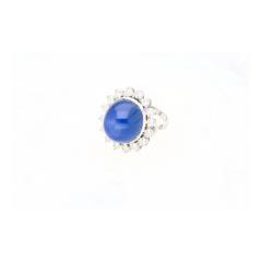 AGL Certified 30 Carat No Heat Ceylon Blue Star Sapphire Diamond Halo Ring - 3504650