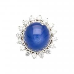 AGL Certified 30 Carat No Heat Ceylon Blue Star Sapphire Diamond Halo Ring - 3543818