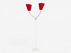AH Belysing Floor Lamp White Lacquered Metal Red Fabric Sweden 2000s - 4582932