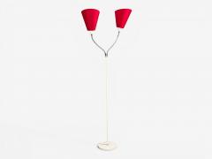 AH Belysing Floor Lamp White Lacquered Metal Red Fabric Sweden 2000s - 4582934