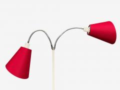 AH Belysing Floor Lamp White Lacquered Metal Red Fabric Sweden 2000s - 4582935