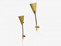 AJH Adjustable Wall Sconces Lacquered Metal Brass Sweden 1950s - 4696319