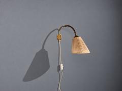 AJH Swedish Modern Adjustable Wall Light Brass Pleated Fabric Sweden 1950s - 4813391
