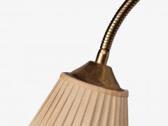 AJH Swedish Modern Adjustable Wall Light Brass Pleated Fabric Sweden 1950s - 4813396