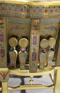 AMAZING EGYPTIAN REVIVAL GOLD ENAMELED BRASS AND GILDED WOOD LION ARM BENCH - 4501235