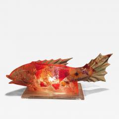 AMAZING LARGE SCALE COLORFUL LUCITE FISH ILLUMINATED SCULPTURE LAMP - 3341524