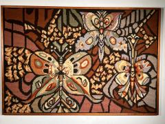 AMAZING MID CENTURY BUTTERFLY NEEDLEPOINT - 2809957