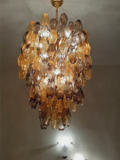 AMBER AND FUME POLIEDRI MURANO GLASS CHANDELIER - 2666689