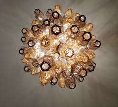 AMBER AND FUME POLIEDRI MURANO GLASS CHANDELIER - 2666692