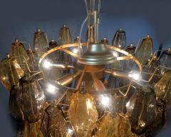 AMBER AND FUME POLIEDRI MURANO GLASS CHANDELIER - 2666693