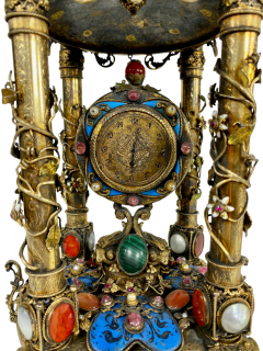 AN AUSTRO HUNGARIAN GILT STERLING SILVER JEWELED CLOCK CIRCA 1900 - 3566458