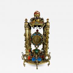 AN AUSTRO HUNGARIAN GILT STERLING SILVER JEWELED CLOCK CIRCA 1900 - 3570307