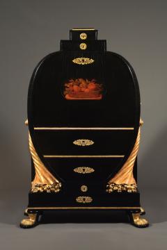 AN EBONIZED GILTWOOD AND GILT BRONZE MOUNTED SECRETAIRE OF RARE OVOID FORM - 3673187