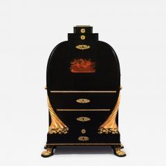 AN EBONIZED GILTWOOD AND GILT BRONZE MOUNTED SECRETAIRE OF RARE OVOID FORM - 3673707