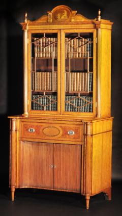 AN EDWARDIAN SATINWOOD SECRETAIRE BOOKCASE - 3078260