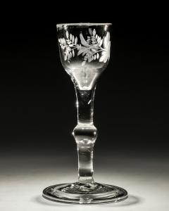 AN ENGRAVED PLAIN STEM WINE GLASS - 3792883