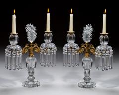 AN EXQUISITE PAIR OF REGENCY CUT GLASS GILT BRONZE CANDELABRA - 4455672