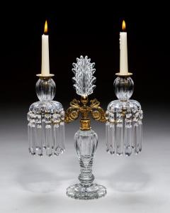 AN EXQUISITE PAIR OF REGENCY CUT GLASS GILT BRONZE CANDELABRA - 4455687
