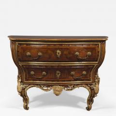 AN EXTRAORDINARY WALNUT AND EXOTIC WOODS INLAID PARCEL GILT COMMODE - 3530078