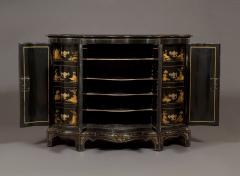 AN IMPOSING SERPENTINE FRONTED CHINOISERIE BLACK LACQUER SIDE CABINET - 3519363