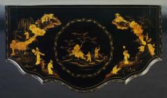 AN IMPOSING SERPENTINE FRONTED CHINOISERIE BLACK LACQUER SIDE CABINET - 3519369