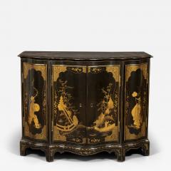 AN IMPOSING SERPENTINE FRONTED CHINOISERIE BLACK LACQUER SIDE CABINET - 3521255