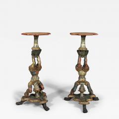 AN INTERESTING PAIR OF CARVED AND POLYCHROME PAINTED STANDS - 3530071