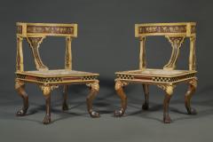 AN UNUSUAL AND LARGE PAIR OF ETRUSCAN PAINTED KLISMOS INSPIRED CHAIRS - 3519344