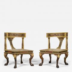 AN UNUSUAL AND LARGE PAIR OF ETRUSCAN PAINTED KLISMOS INSPIRED CHAIRS - 3521245