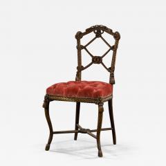 AN UNUSUAL CARVED WALNUT ROPEWORK CHAIR - 3841452