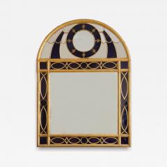 AN UNUSUAL GILTWOOD AND GILT PEWTER MIRROR SET WITH BLUE GLASS - 4226917