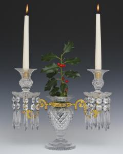 AN UNUSUAL PAIR OF REGENCY ORMOLU MOUNTED CUT GLASS CANDELABRA - 3792936