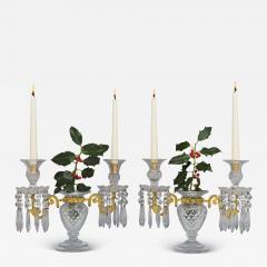 AN UNUSUAL PAIR OF REGENCY ORMOLU MOUNTED CUT GLASS CANDELABRA - 3796632