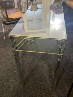 ANDRE MARCHAND ART DECO MIRRORED DESK WITH BRASS AND GLASS ROD HANDLES BY ANDRE MARCHAND - 3747999