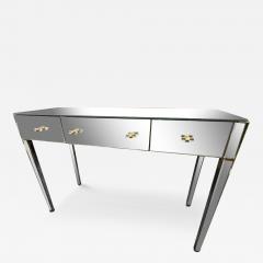 ANDRE MARCHAND ART DECO MIRRORED DESK WITH BRASS AND GLASS ROD HANDLES BY ANDRE MARCHAND - 3751597