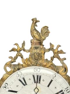 ANTIQUE 19TH CENTURY FRENCH GRANDFATHER CLOCK WITH BRASS ROOSTER CREST - 4496433