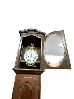 ANTIQUE 19TH CENTURY FRENCH GRANDFATHER CLOCK WITH BRASS ROOSTER CREST - 4496434