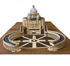 ANTIQUE ARCHITECTURAL DIORAMA OF SAINT PETERS BASILICA SQUARE VATICAN CITY - 4563591