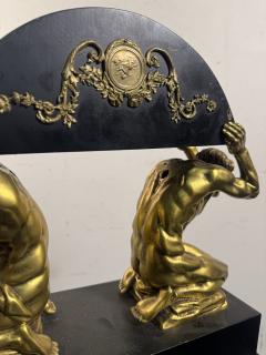 ANTIQUE BRONZE EBONIZED WOOD DRAPED KNEELING NUDE MEN SCULPTURE - 4404394