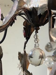 ANTIQUE BRONZE MULTI TEAR DROP CRYSTAL AND FLORET CHANDELIER WITH CRYSTAL BALLS - 3328716