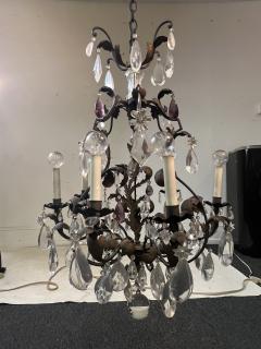ANTIQUE BRONZE MULTI TEAR DROP CRYSTAL AND FLORET CHANDELIER WITH CRYSTAL BALLS - 3328722